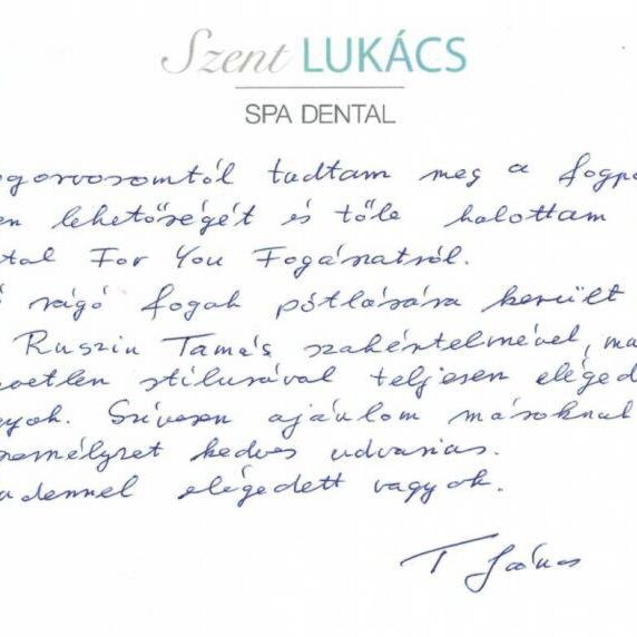 Tóth János páciens vélemenye